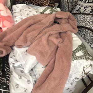 Express pink Sherpa crop jacket